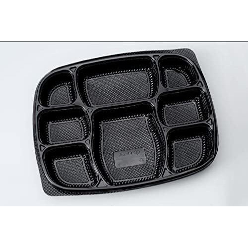 Mahavir 8 Compartment White Disposable Plates - Indian Thali Plastic Tray (Plates, 200)