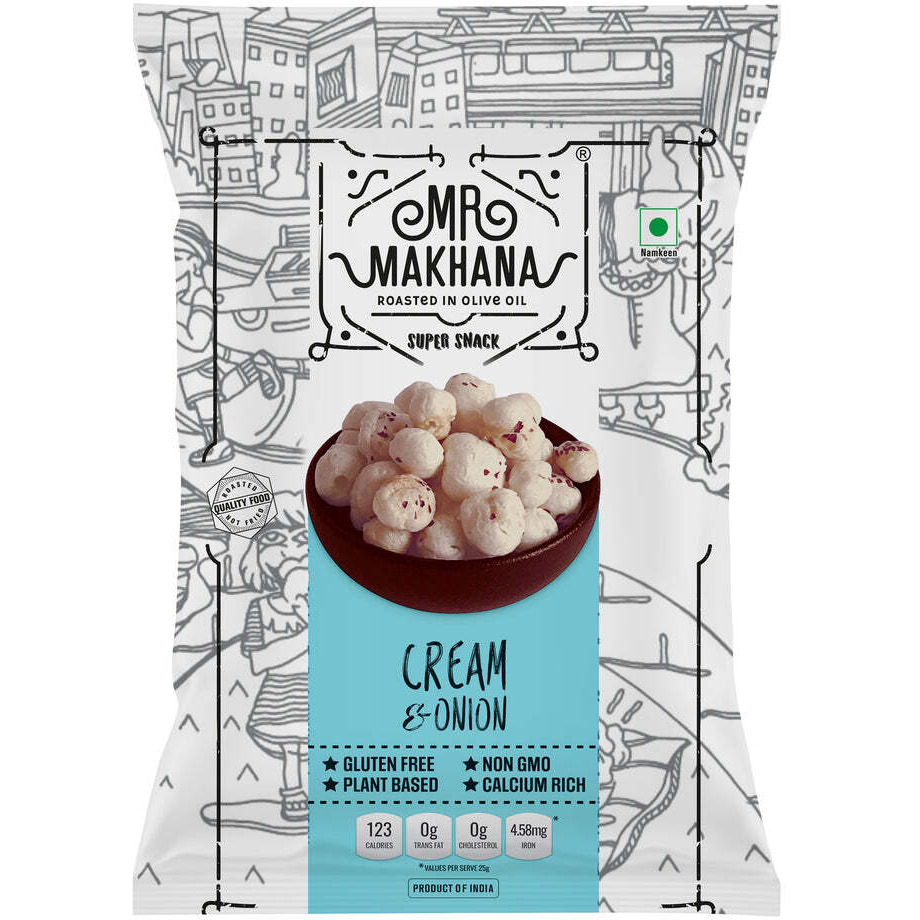 Mr Makhana Cream & Onion, 75 GM - Pack of 2