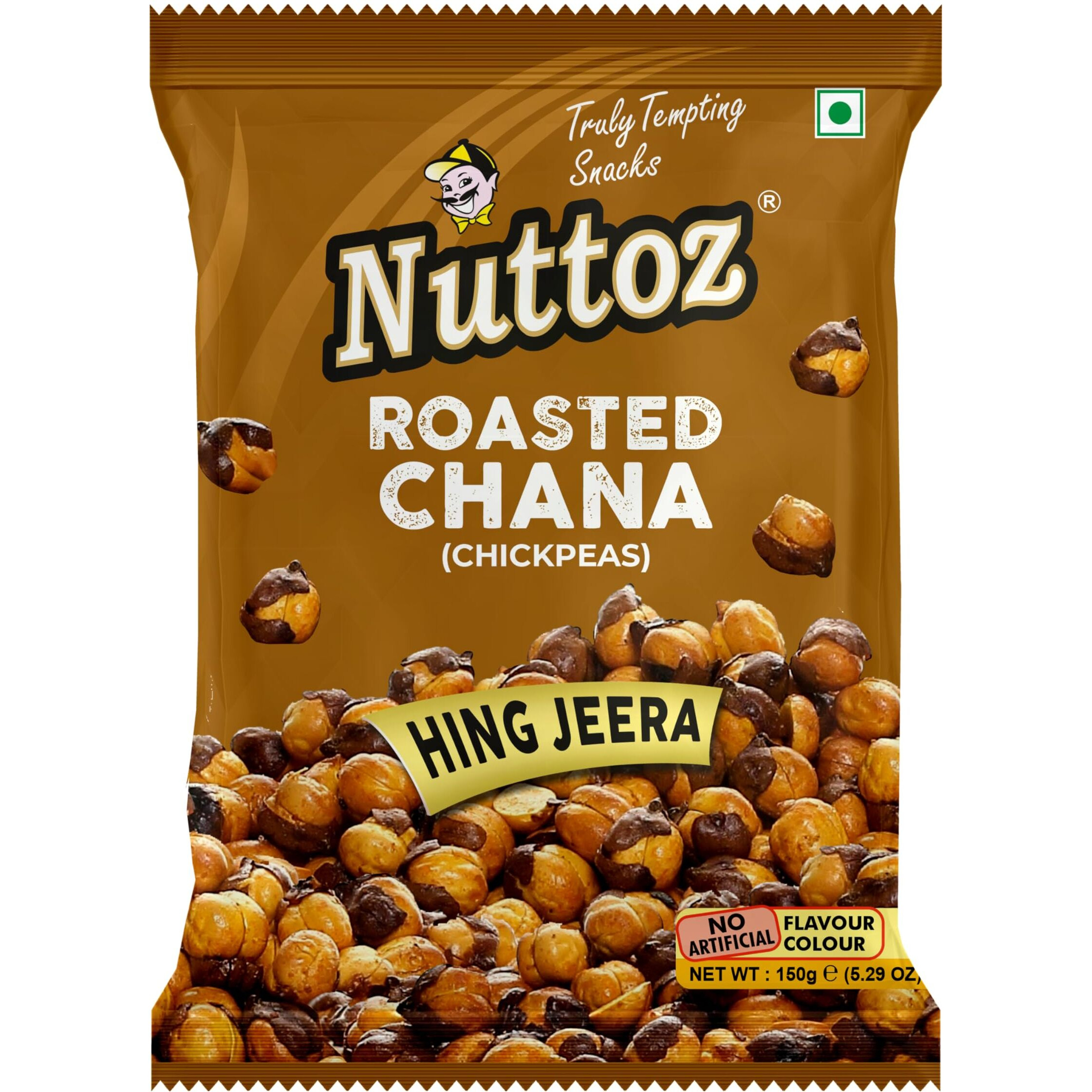 Nuttoz Roasted Chana, 150g Pack of 2, Hing Jeera, Nimbu Pudina, Black Pepper, Masala Flavors (Hing Jeera Roasted Chana)