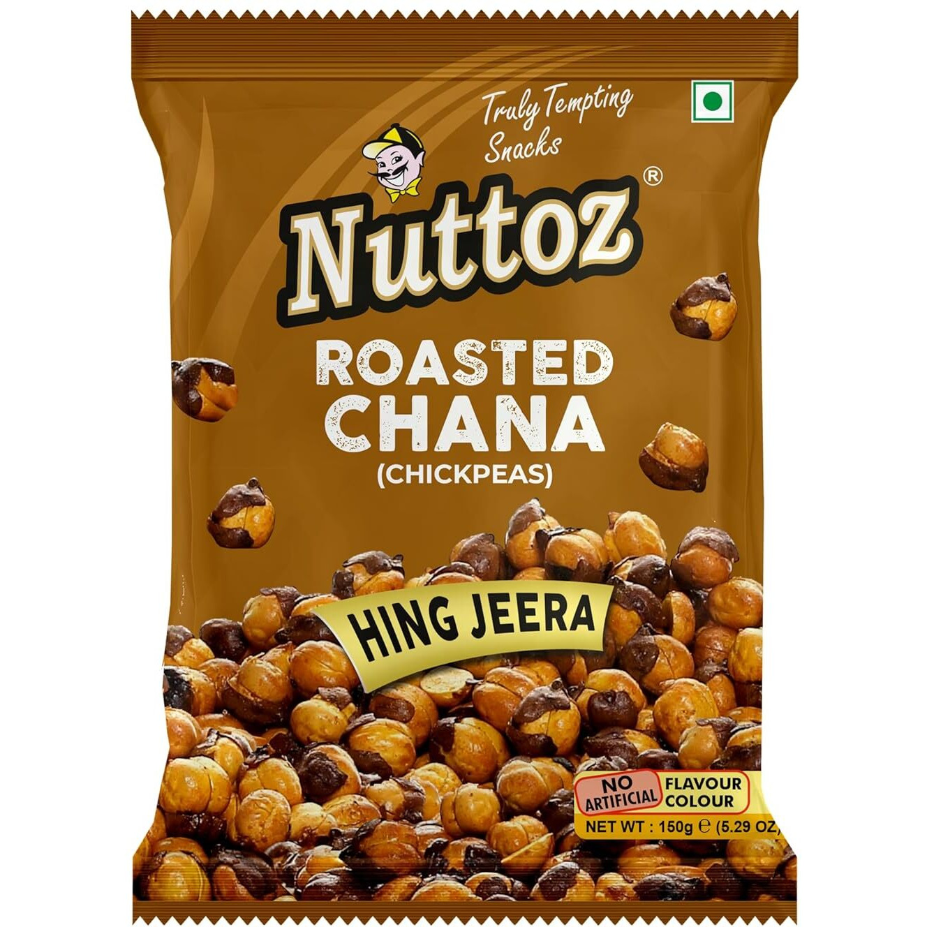 Nuttoz Roasted Chana, 150g Pack of 2, Hing Jeera, Nimbu Pudina, Black Pepper, Masala Flavors (Masala Roasted Chana)