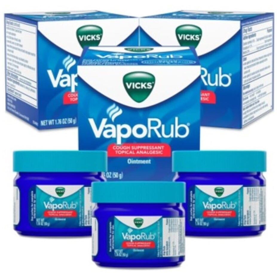 Vicks VapoRub, Chest Rub Ointment, Relief from Cough, Cold, Aches, & Pains with Original Medicated Vicks Vapors, Topical Cough Suppressant, 1.76 Ounce (Pack of 3)