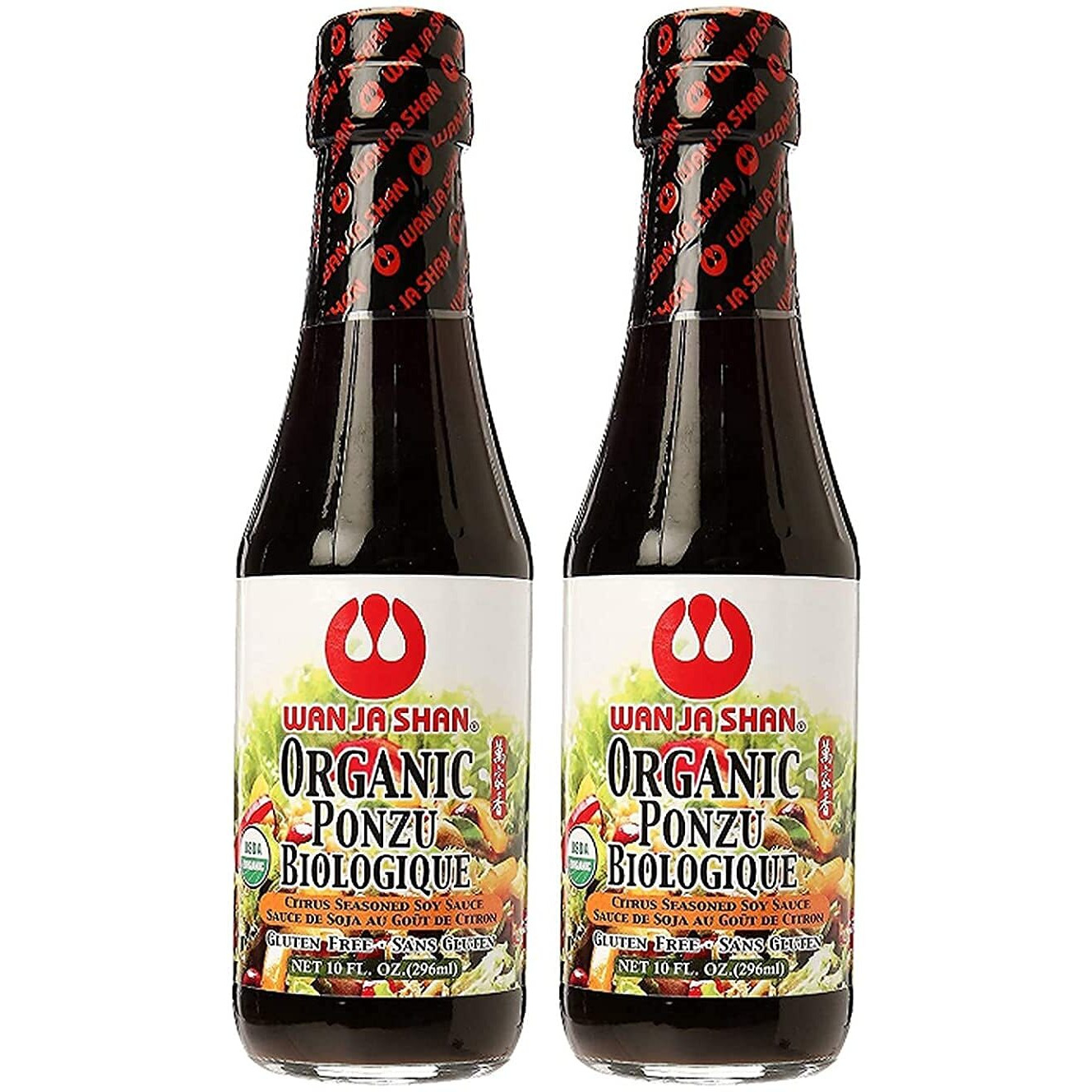 Wan Ja Shan Gluten Free Oragnic Ponzu, Citrus Seasoned Soy Sauce & Dressing 10 oz (Pack of 2). USDA Certified Organic- Gluten FREE- MADE IN USA.