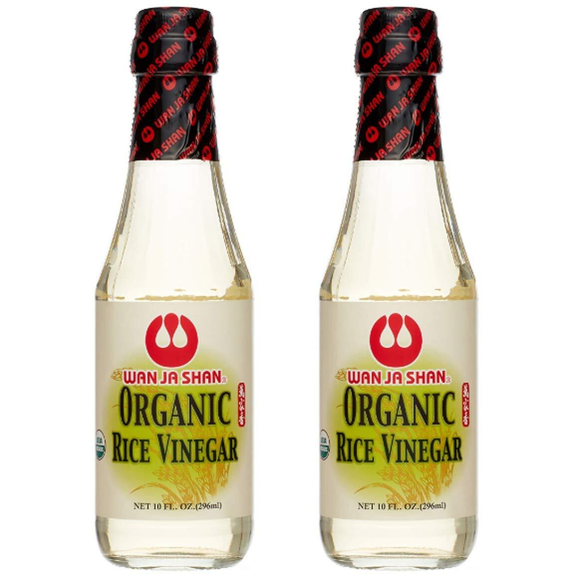 Wan Ja Shan Organic Rice Vinegar 10oz. USDA Certified Organic, Sodium Free, Sugar Free, MSG Free Kosher, Great for Cooking, Sushi, Salad and more - 4.5 Percent Acidity. (10oz Pack of 2)