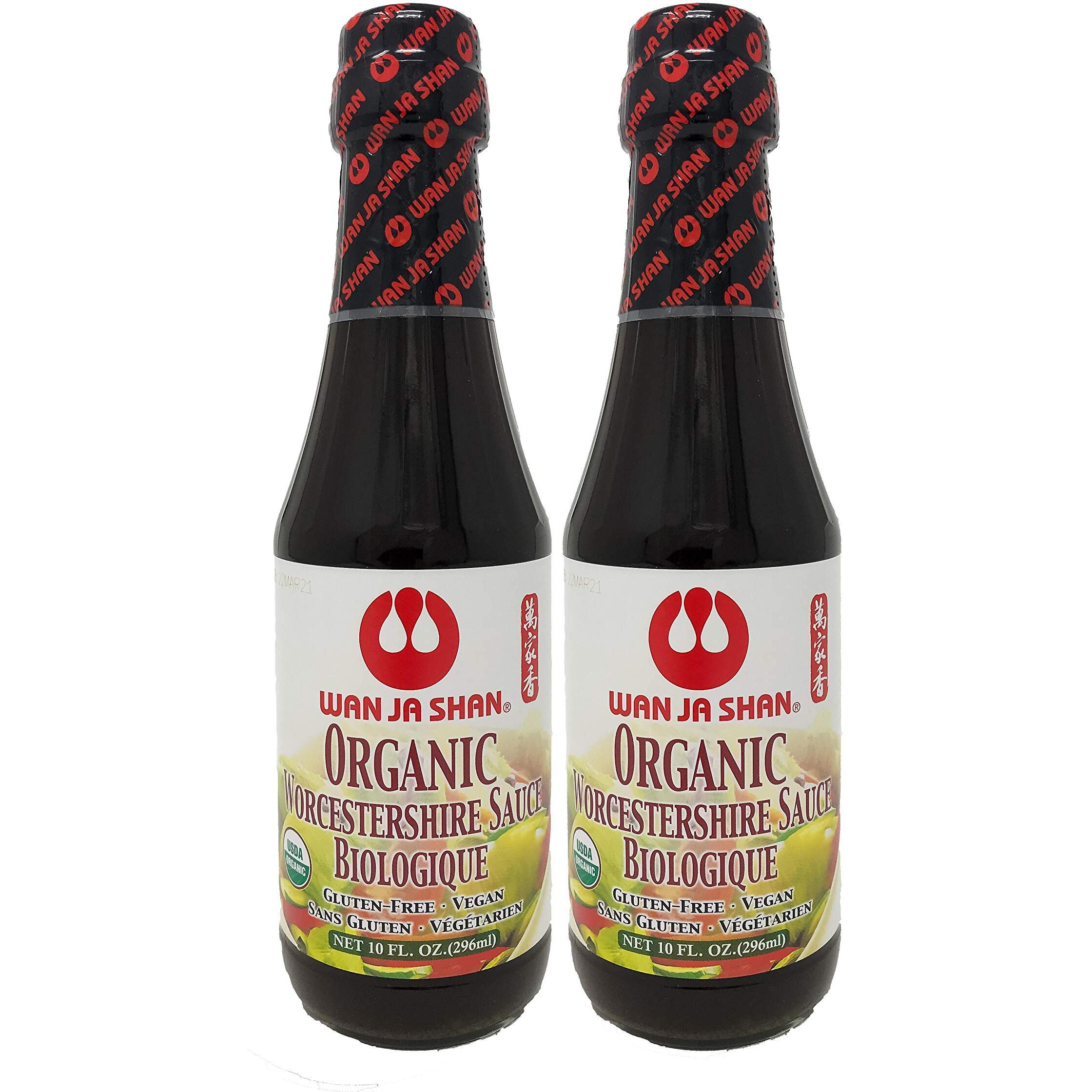 Wan Ja Shan Organic Worcestershire Sauce USDA Organic, Umami-Rich Flavor | Marinade, Glaze, Dressing & Dipping Sauce | Non GMO, Vegan, Kosher Parve Great for Meats, Vegetables & Stir Fry (10oz Pack of 2)