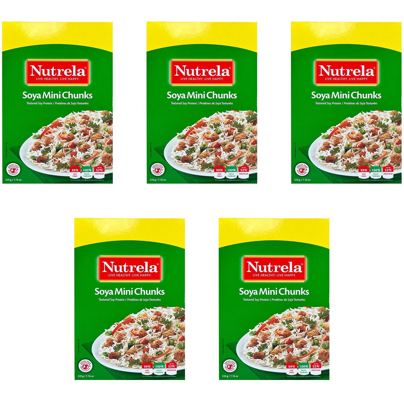 Nutrela Soya Mini Chunks (Pack of 5 x 220g each)