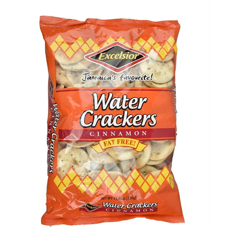 Excelsior Water Crackers Cinnamon FAT FREE Jamaica's Favorite (Pack of 3 at 11.85oz Each)