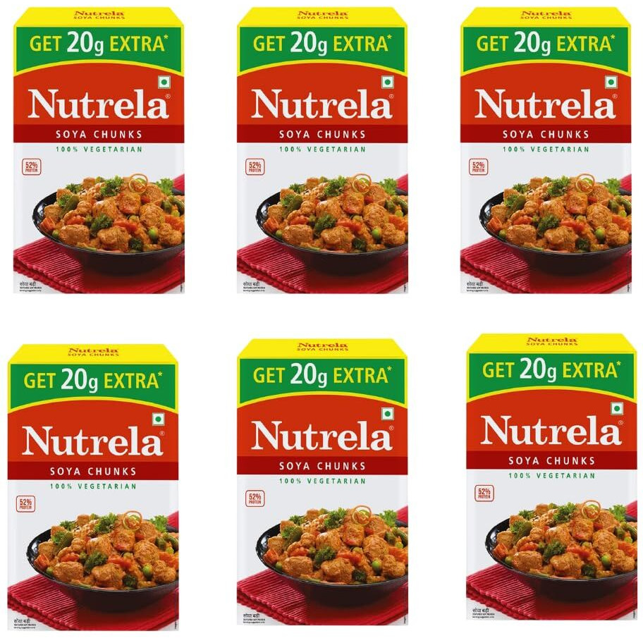Nutrela High Protein Soya Chunks 200g (Pack of 6)