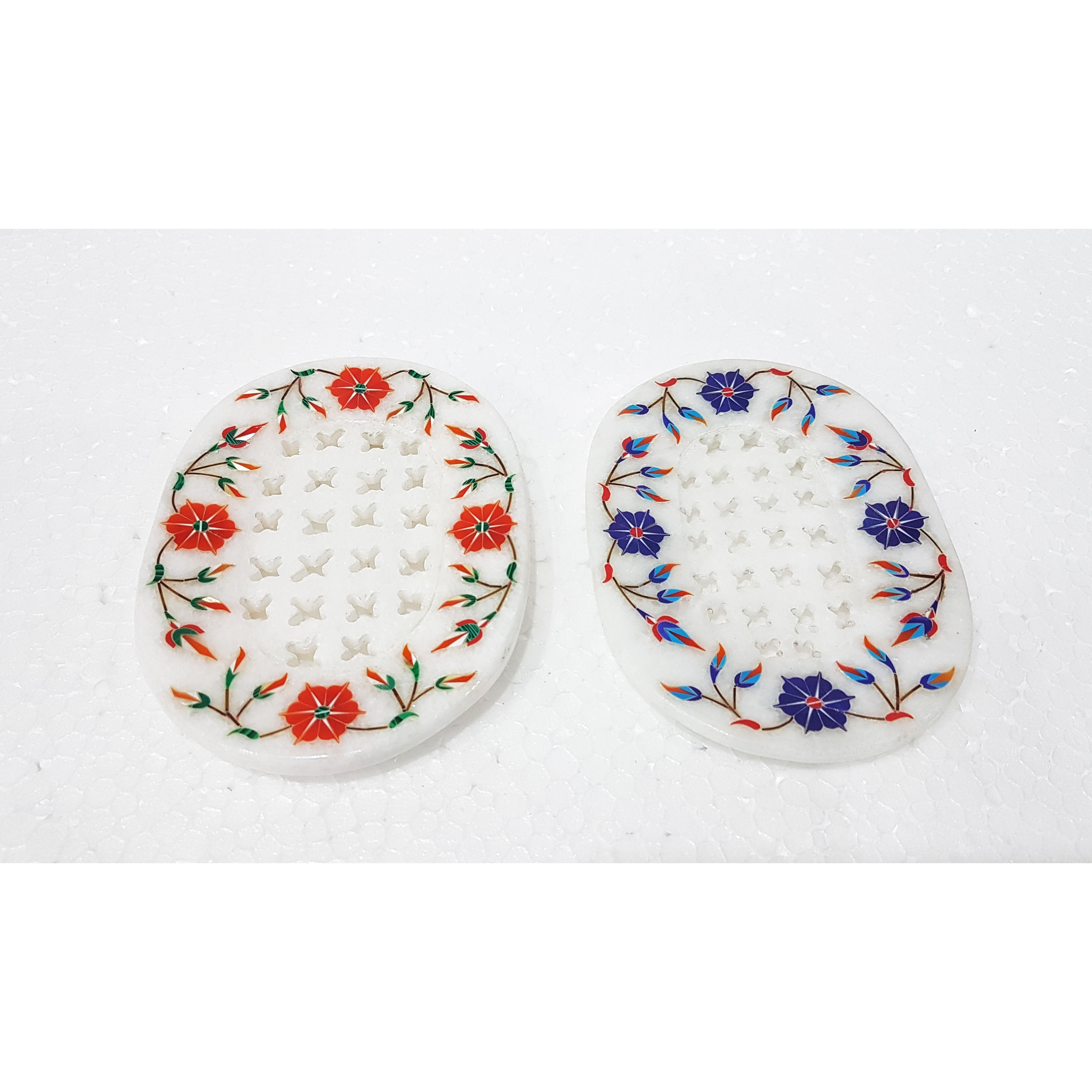 White Marble Inlay Pair of Soap Dish.