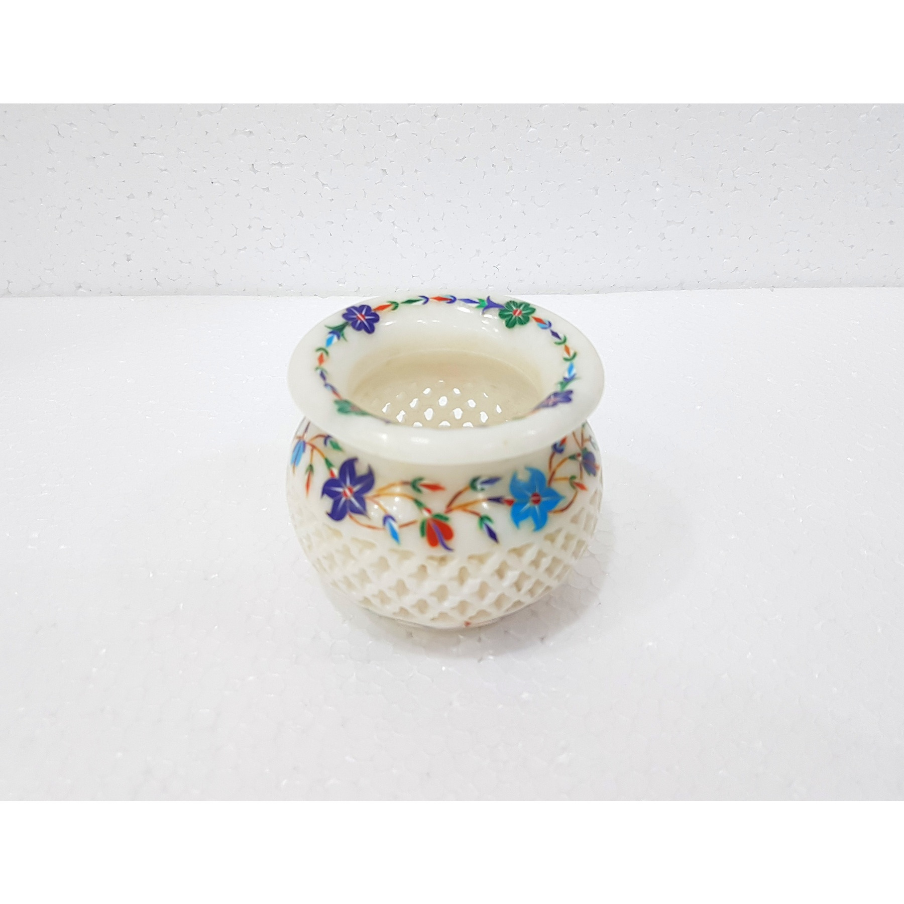 Marble Inlay & Filigree Handcrafted Candle Pot
