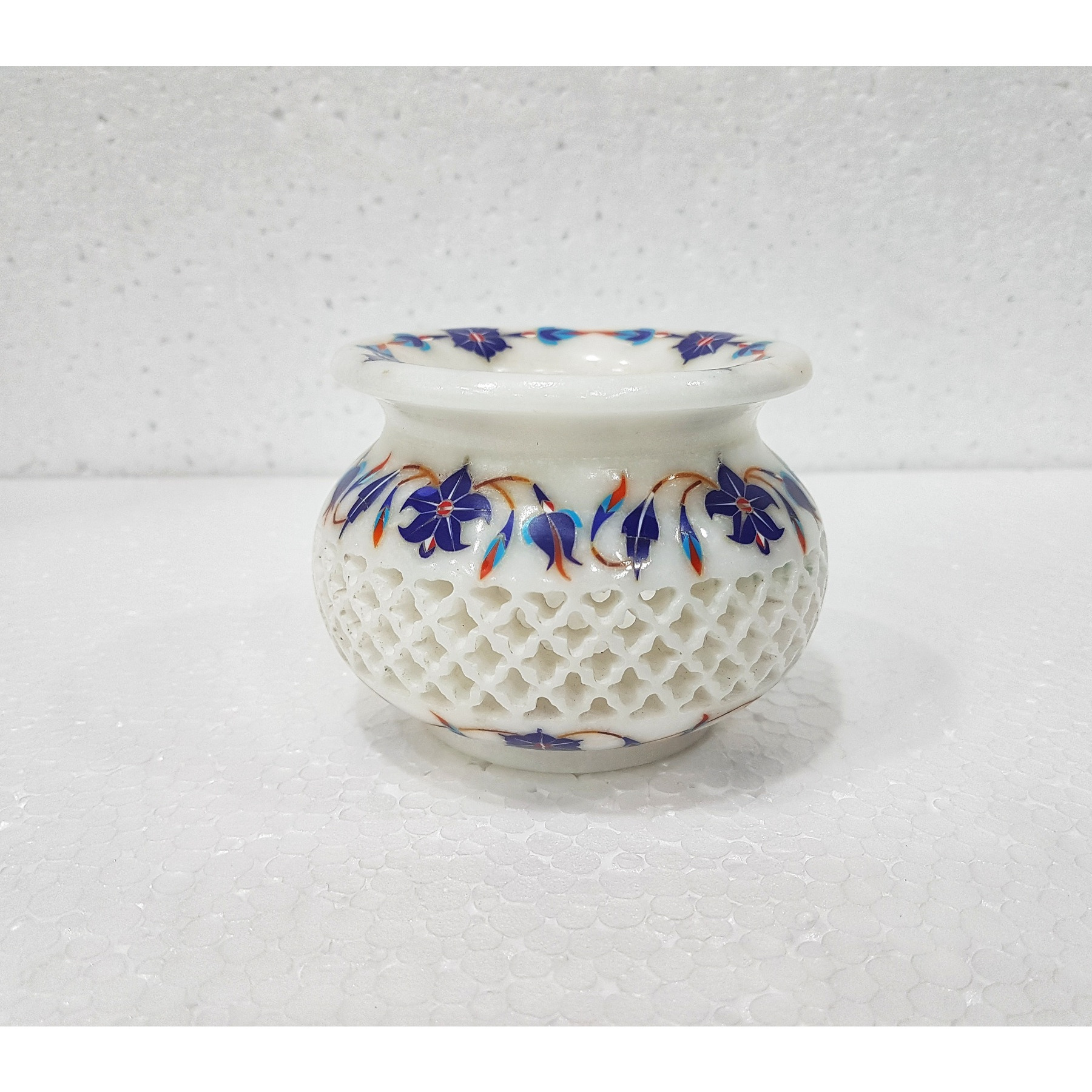 Marble Inlay & Filigree Handcrafted Candle Pot