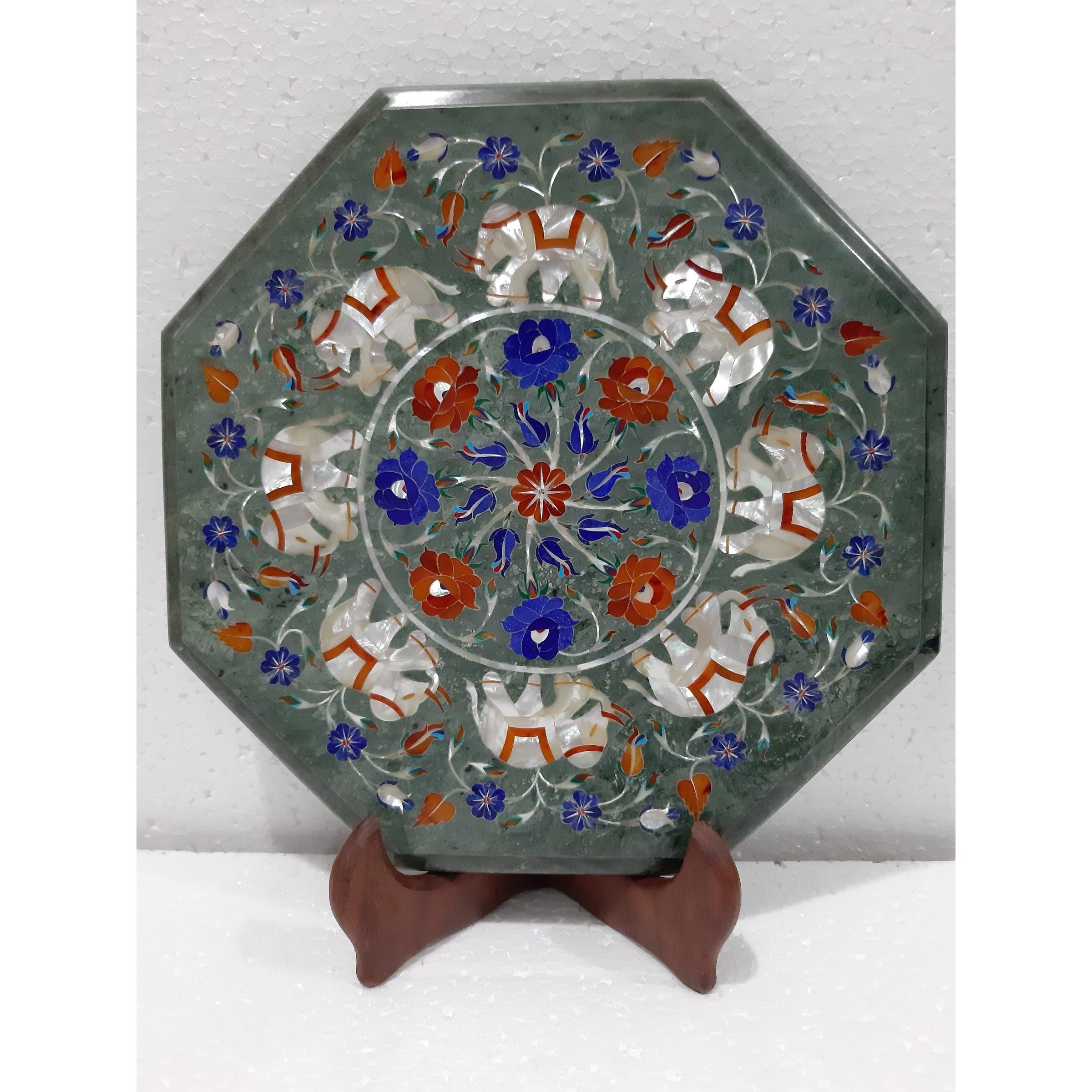 Hot Plate Green Marble Elephant Inlay Kitchen Decor Decorative Gift