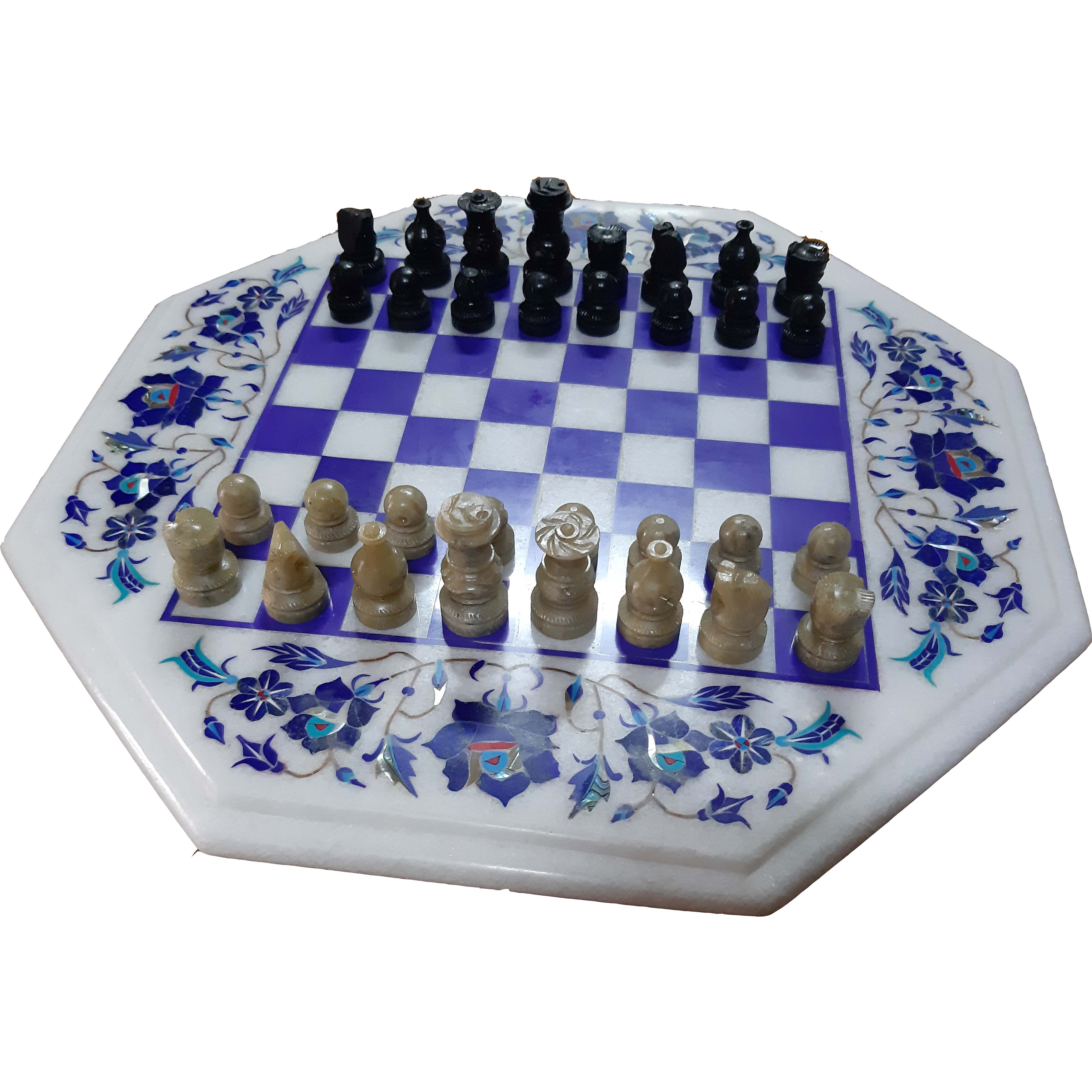 White Marble Chess Board.