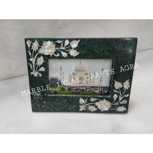 Green Marble 8 x 6 Picture Frame Photo Frame Artifact Handmade Inlay