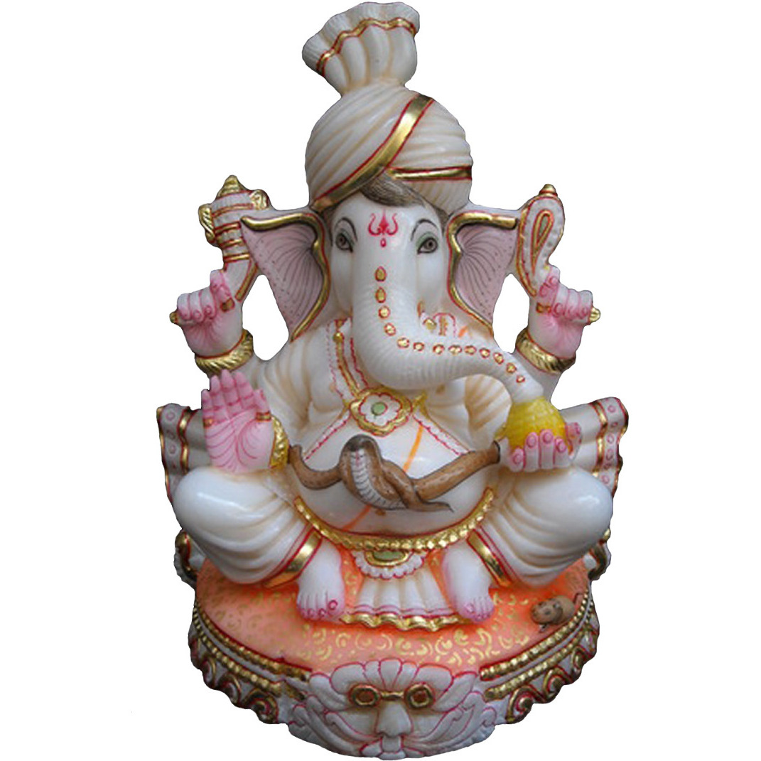 White Marble Ganesha Statue Figurine Sculpture Religious Gift Decor Ganesha Moorti India made statue, Moorti For Mandir