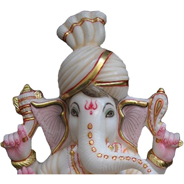 White Marble Ganesha Statue Figurine Sculpture Religious Gift Decor Ganesha Moorti India made statue, Moorti For Mandir