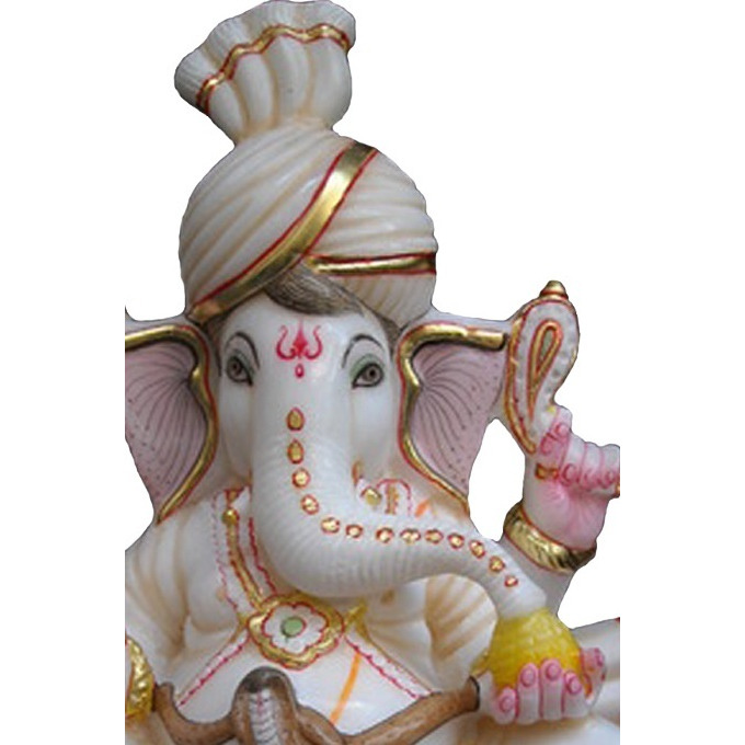 White Marble Ganesha Statue Figurine Sculpture Religious Gift Decor Ganesha Moorti India made statue, Moorti For Mandir