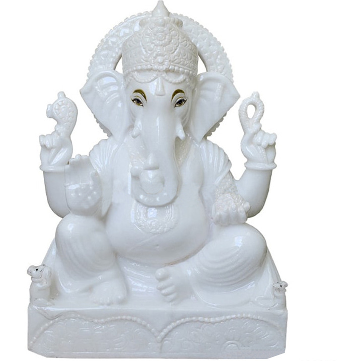 White Marble Ganesha Statue, Marble Ganpati Statue For Mandir, Ganesha Statue, Marble Ganesha, Fine Expression Ganesha Statue