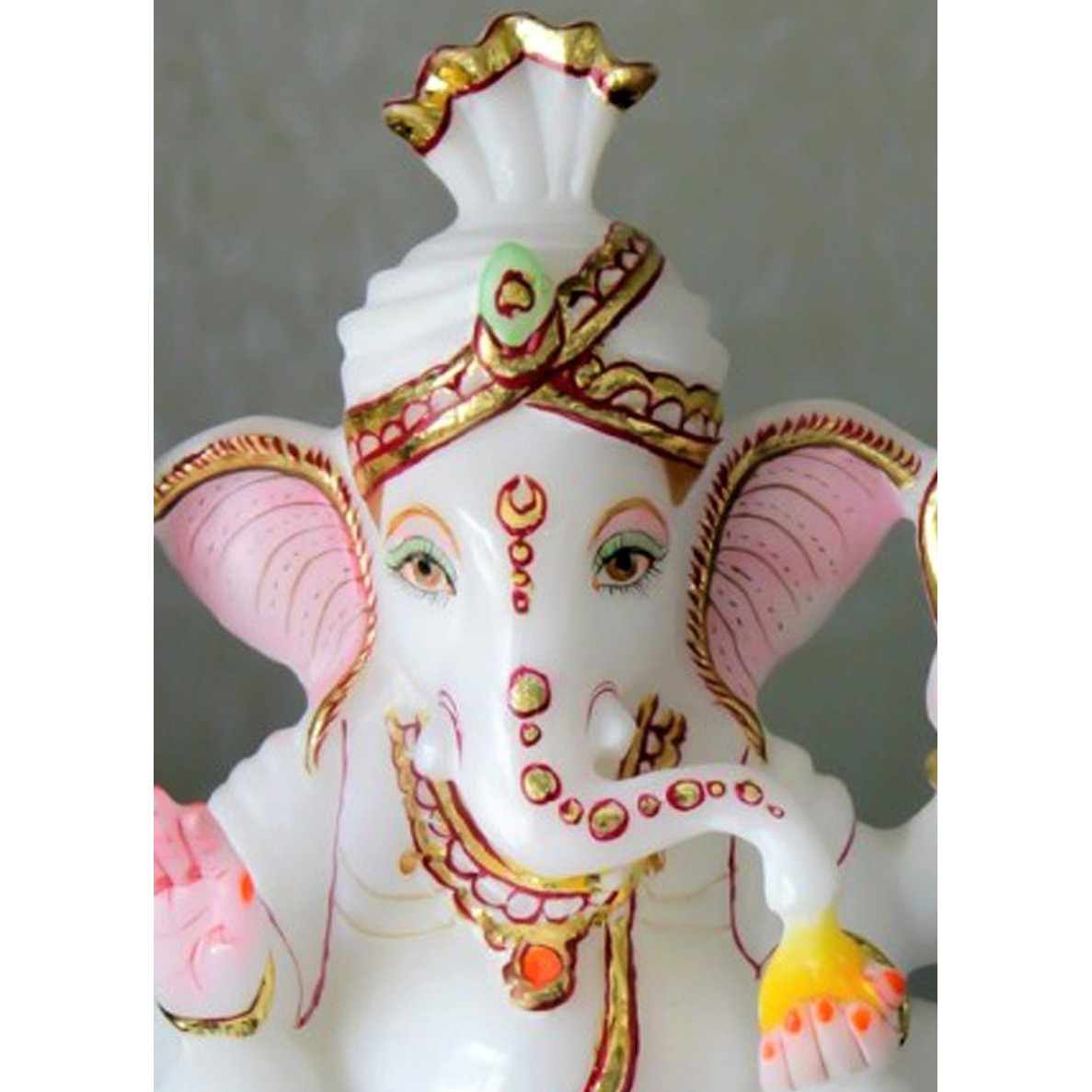 White Marble Ganesha Statue, Real Marble White Ganesha Statue for Mandir, Pooja Room, Religious Gift