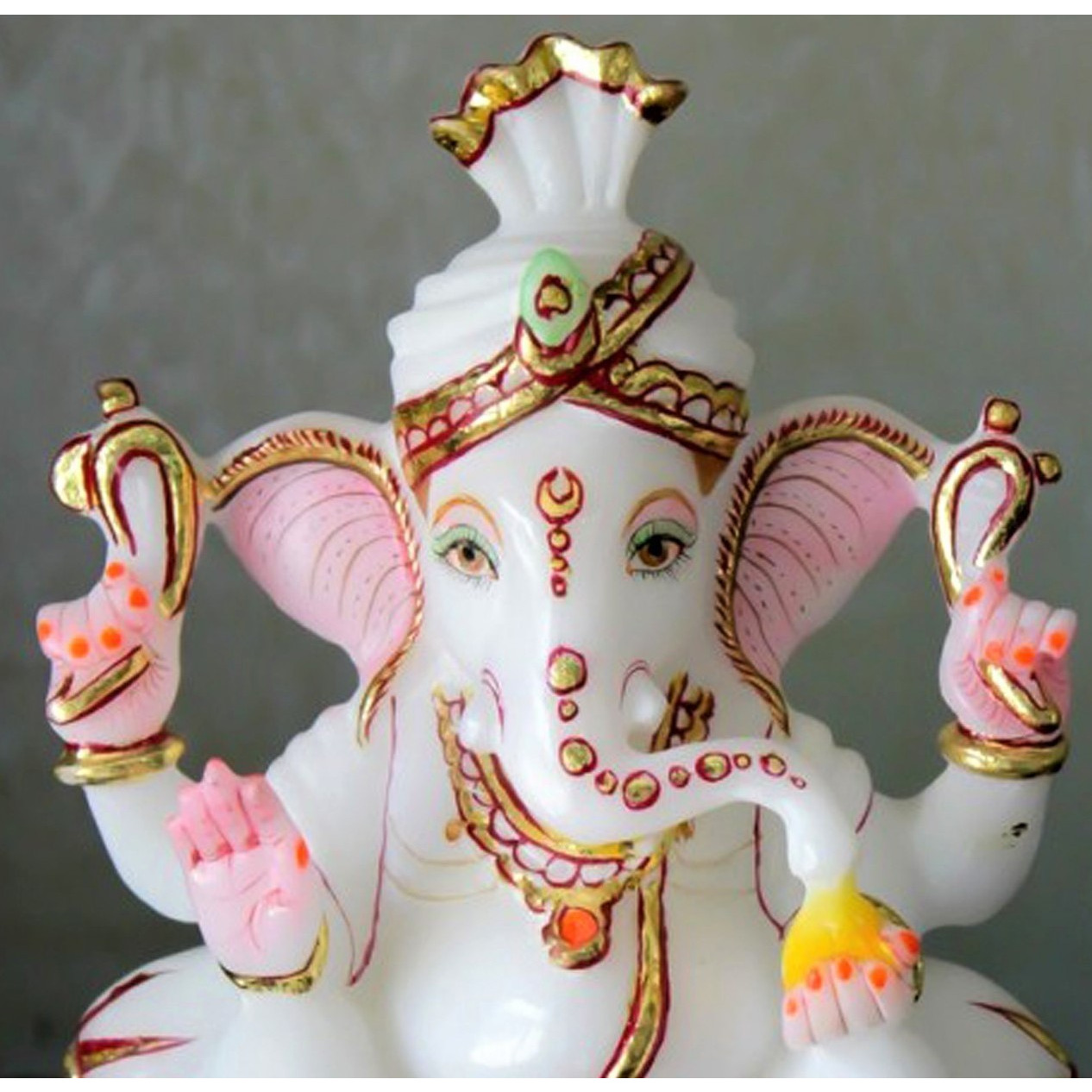 White Marble Ganesha Statue, Real Marble White Ganesha Statue for Mandir, Pooja Room, Religious Gift