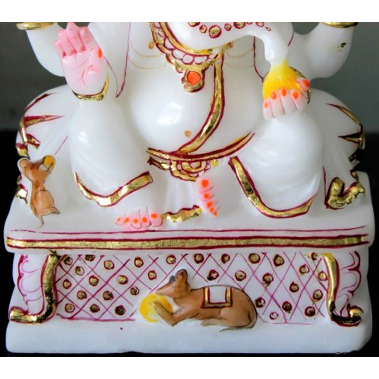 White Marble Ganesha Statue, Real Marble White Ganesha Statue for Mandir, Pooja Room, Religious Gift