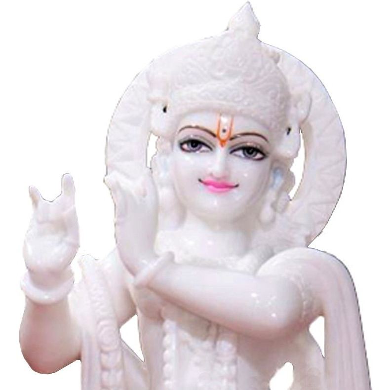 12 Inch White Marble Krishna Statue, Natural Marble Statue Krishna Idol Beautiful Hand Carved Mandir, Pooja Room, Home Decor Statue