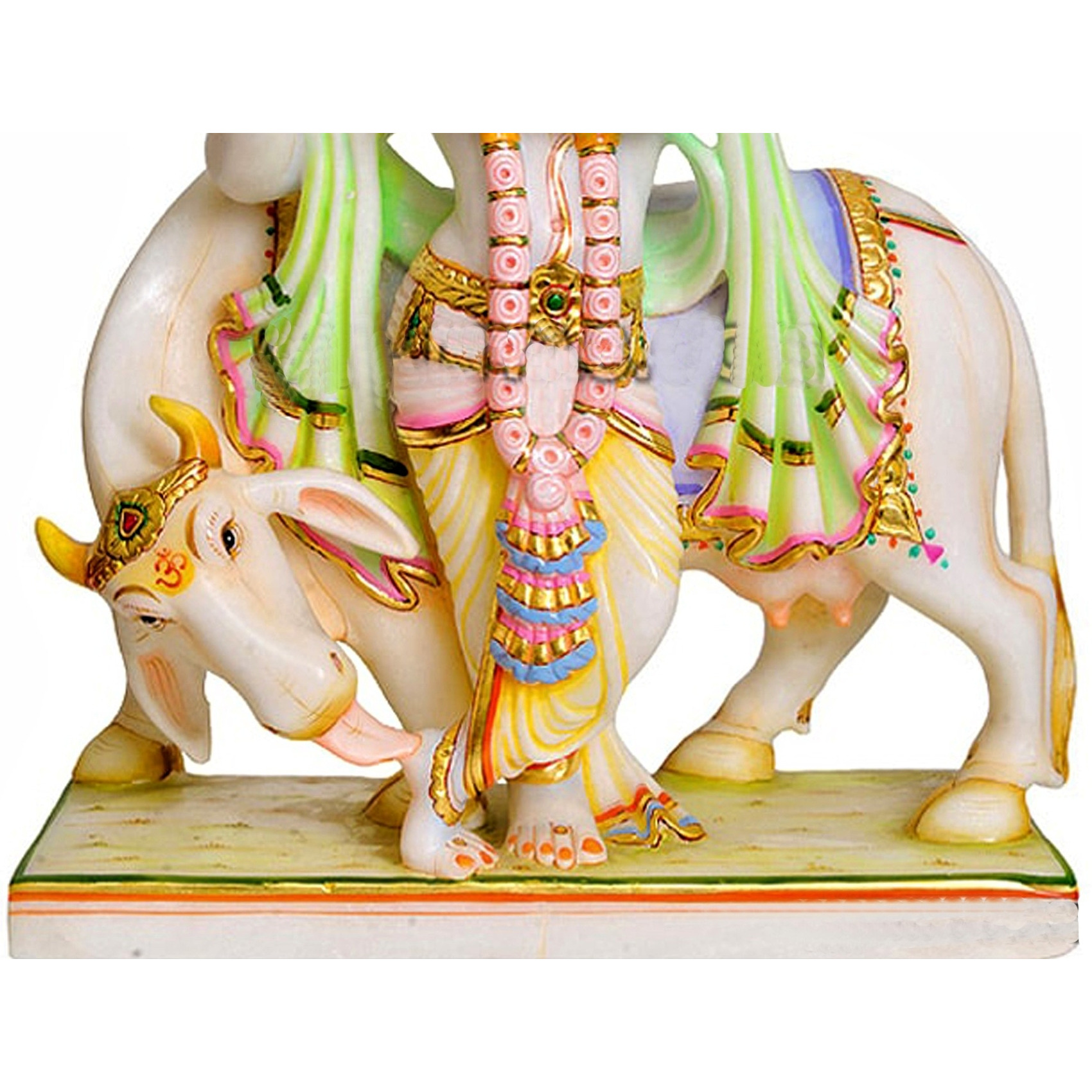 Marble Krishna Statue, Krishna With Cow, White Marble Krishna Statue Beautiful Hand Carved Mandir, Pooja Room Decor Statue