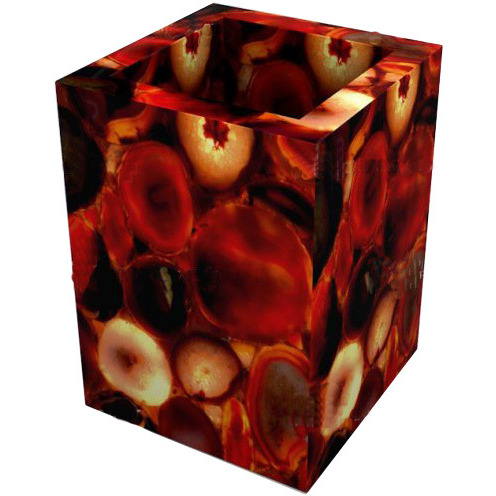 7 Pc. Red Onyx Agate Bathroom Set, Agate Soap Dispenser, Agate Soap Dish, Agate Vanity Tray, Agate Box, Brush Holder, Canister, Tissue Box