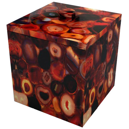 7 Pc. Red Onyx Agate Bathroom Set, Agate Soap Dispenser, Agate Soap Dish, Agate Vanity Tray, Agate Box, Brush Holder, Canister, Tissue Box
