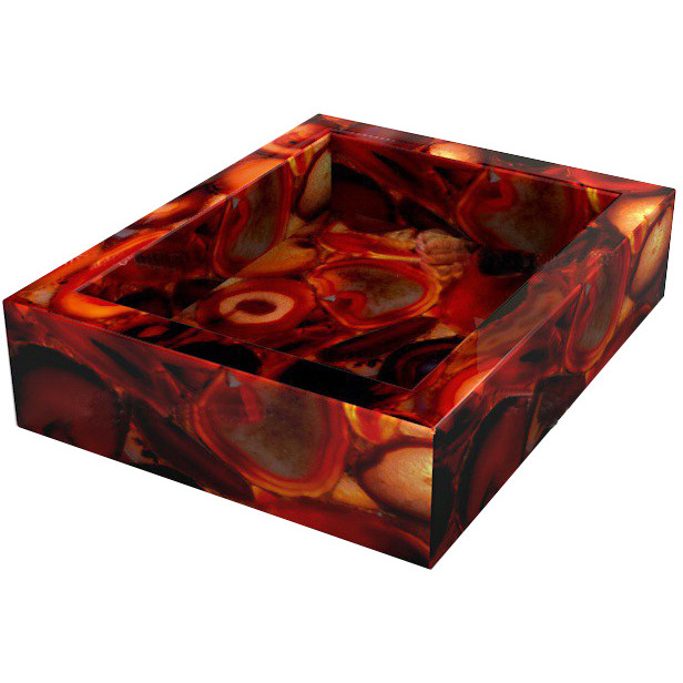 7 Pc. Red Onyx Agate Bathroom Set, Agate Soap Dispenser, Agate Soap Dish, Agate Vanity Tray, Agate Box, Brush Holder, Canister, Tissue Box