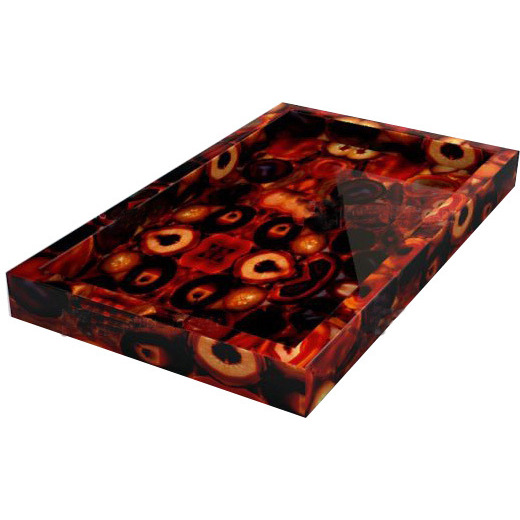 7 Pc. Red Onyx Agate Bathroom Set, Agate Soap Dispenser, Agate Soap Dish, Agate Vanity Tray, Agate Box, Brush Holder, Canister, Tissue Box