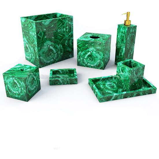 7 Pc. Malachite Bathroom Set, Malachite Accessories, Bathroom Decor Malachite Set, Green Bathroom Decor