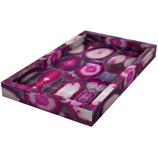 7 Pc. Pink Agate Bathroom Set, Agate Soap Dispenser, Agate Soap Dish, Agate Vanity Tray, Agate Box, Brush Holder, Canister, Tissue Box
