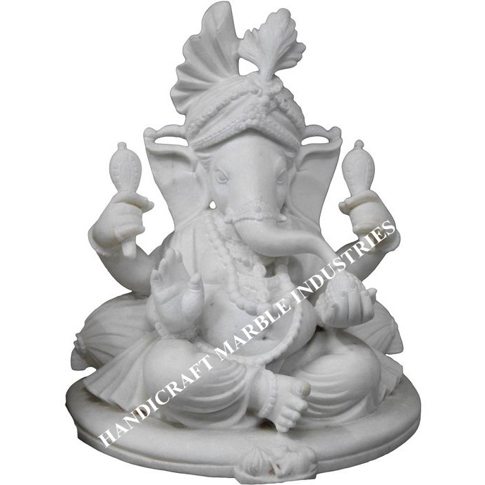 Ganesha Statue White Marble, Ganesha Moorti For Mandir, Fine Marble Ganesha Idol, Marble Ganesha