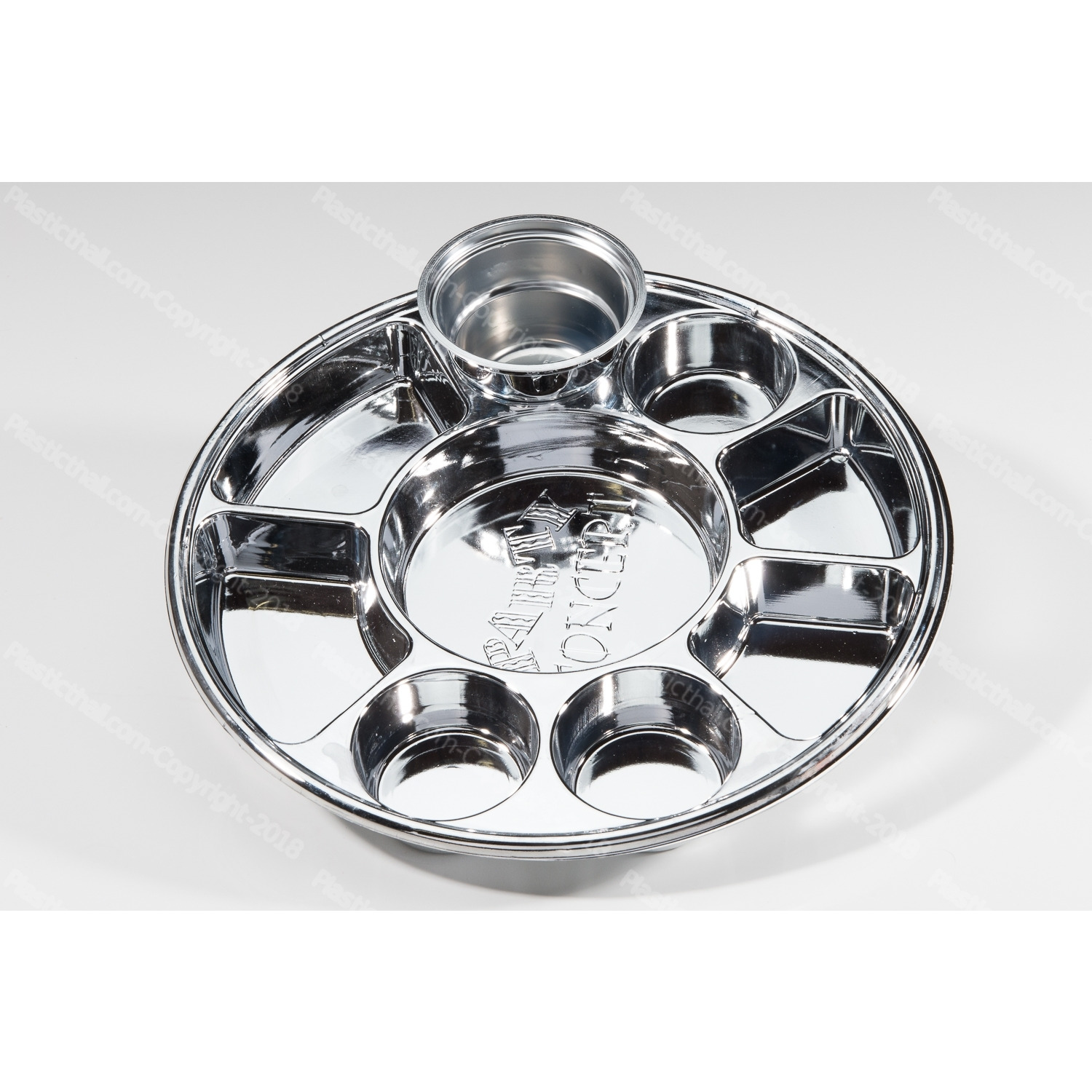 Metallic Silver 9 Compartment Plate-50 plates per pack