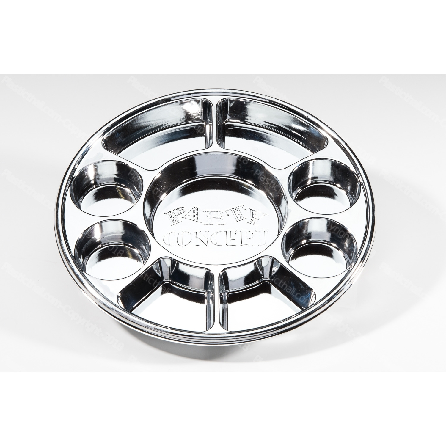 Metallic Silver 9 Compartment Plate-50 plates per pack