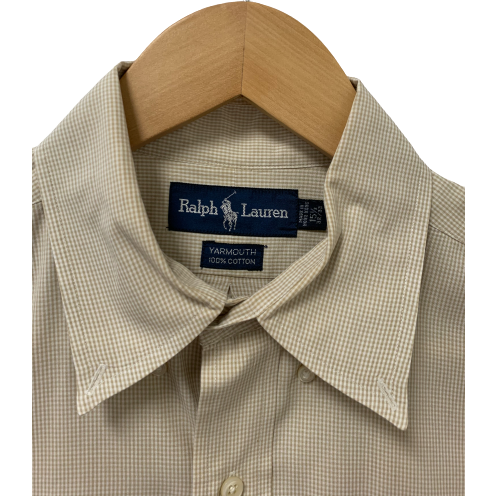 Ralph Lauren Tan Check Mens Shirt Full Sleeves - 15 1/2 X 32/33