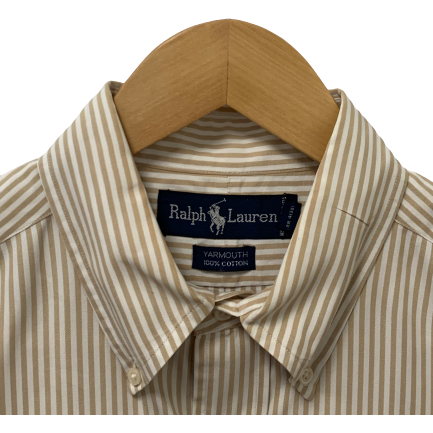 Ralph Lauren Tan Stripe Mens Shirt Full Sleeves - 15 1/2 X 34