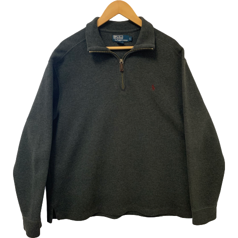 Ralph Lauren Polo Charcoal Quarter-Zip Pullover Full Sleeves - Large