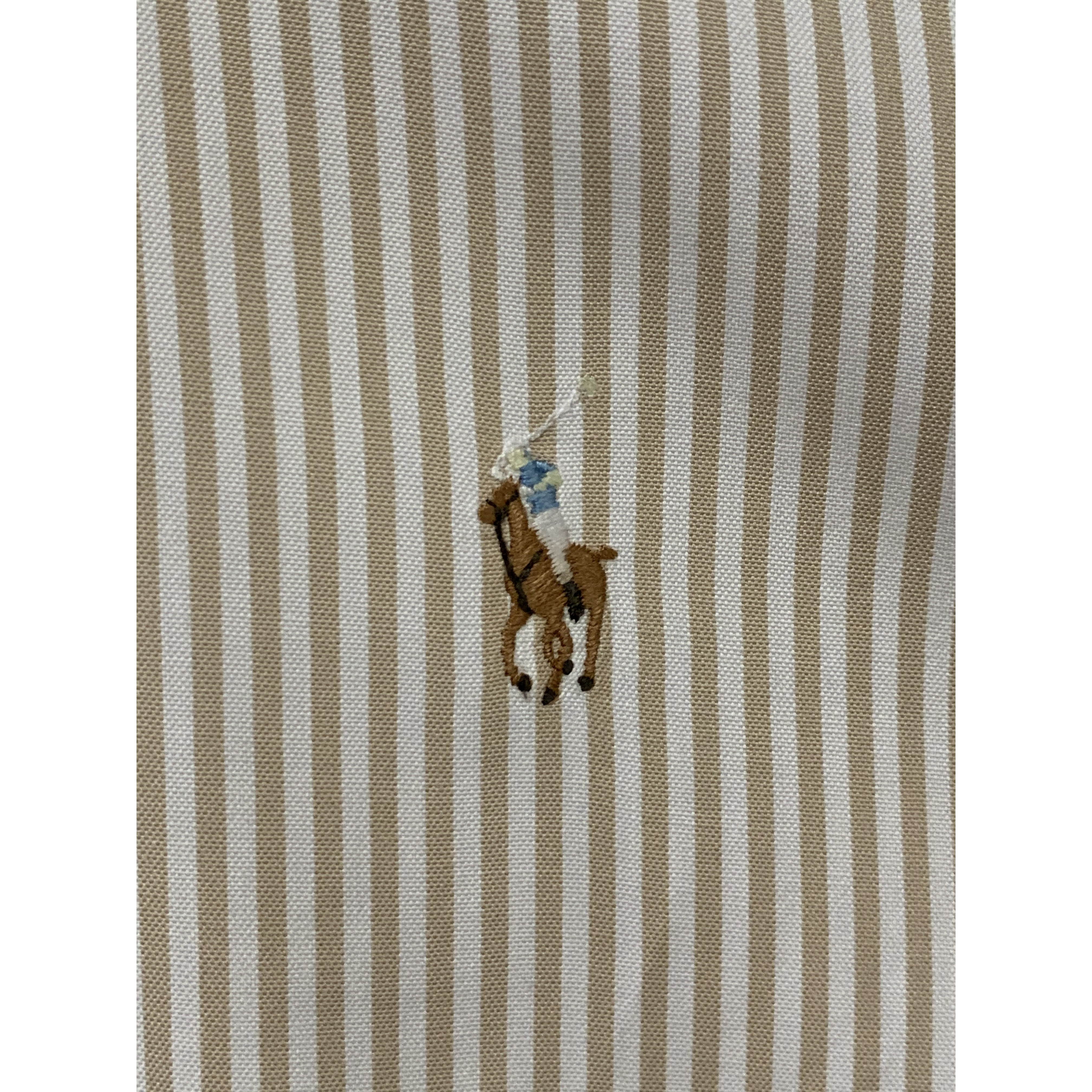 Ralph Lauren Tan Stripe Mens Shirt Full Sleeves - 15 1/2 X 34