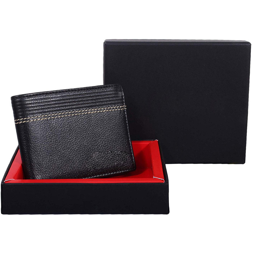 FIONA Mens Leather Bifold Wallet | Wallets For Men RFID Blocking | Genuine Leather | Extra Capacity Mens Black Wallet |