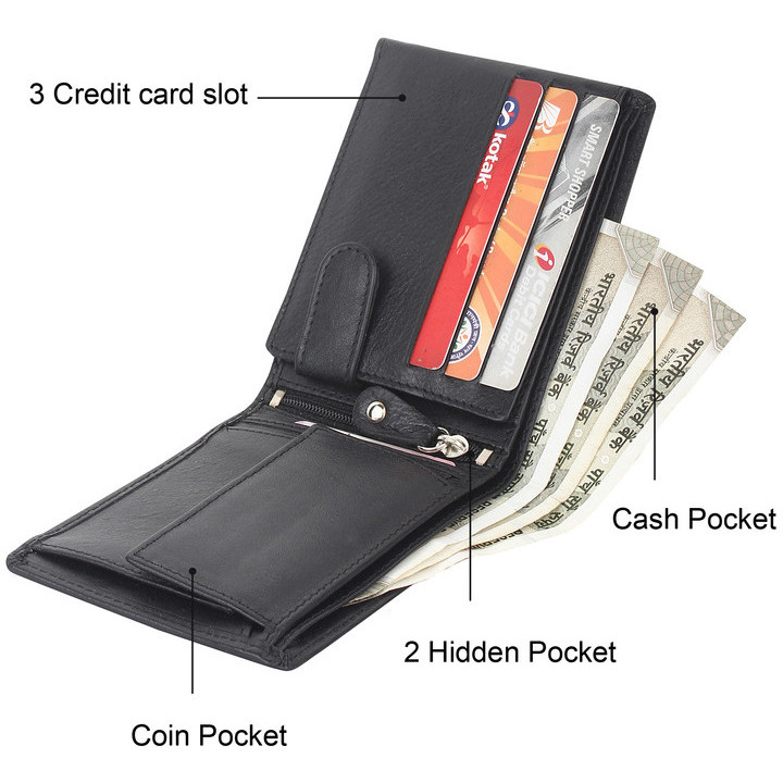 FIONA Mens Leather Bifold Wallet | Wallets For Men RFID Blocking | Genuine Leather | Extra Capacity Mens Black Wallet |