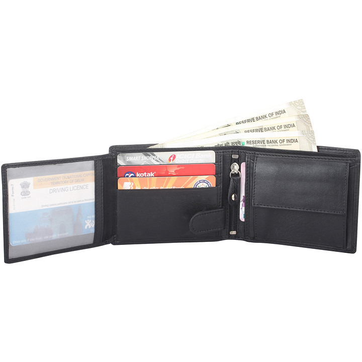 FIONA Mens Leather Bifold Wallet | Wallets For Men RFID Blocking | Genuine Leather | Extra Capacity Mens Black Wallet |