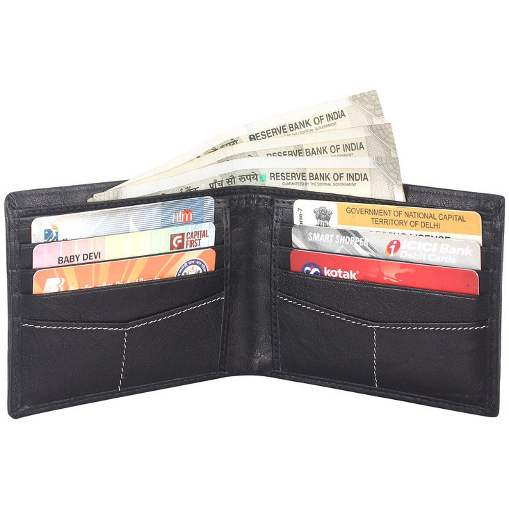 FIONA Mens Leather Bifold Wallet | Wallets For Men RFID Blocking | Genuine Leather | Extra Capacity Mens Black Wallet |