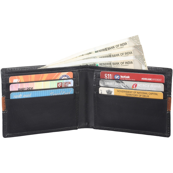 FIONA Mens Leather Bifold Wallet | Wallets For Men RFID Blocking | Genuine Leather | Extra Capacity Mens Black Wallet |