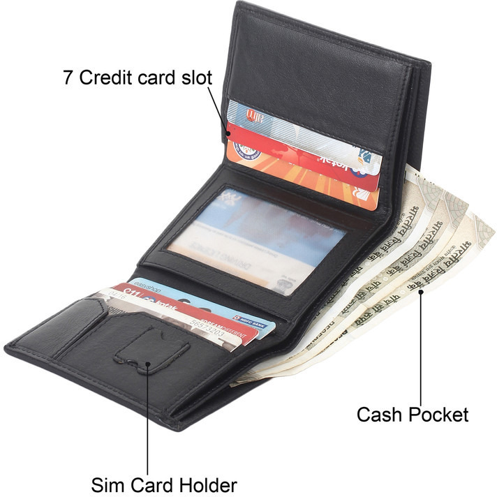 FIONA Mens Leather Bifold Wallet | Wallets For Men RFID Blocking | Genuine Leather | Extra Capacity Mens Black Wallet |