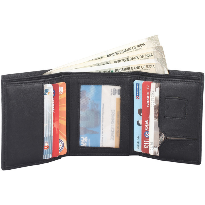 FIONA Mens Leather Bifold Wallet | Wallets For Men RFID Blocking | Genuine Leather | Extra Capacity Mens Black Wallet |