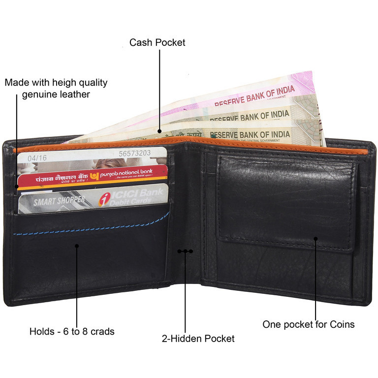 FIONA Mens Leather Bifold Wallet | Wallets For Men RFID Blocking | Genuine Leather | Extra Capacity Mens Black Wallet |