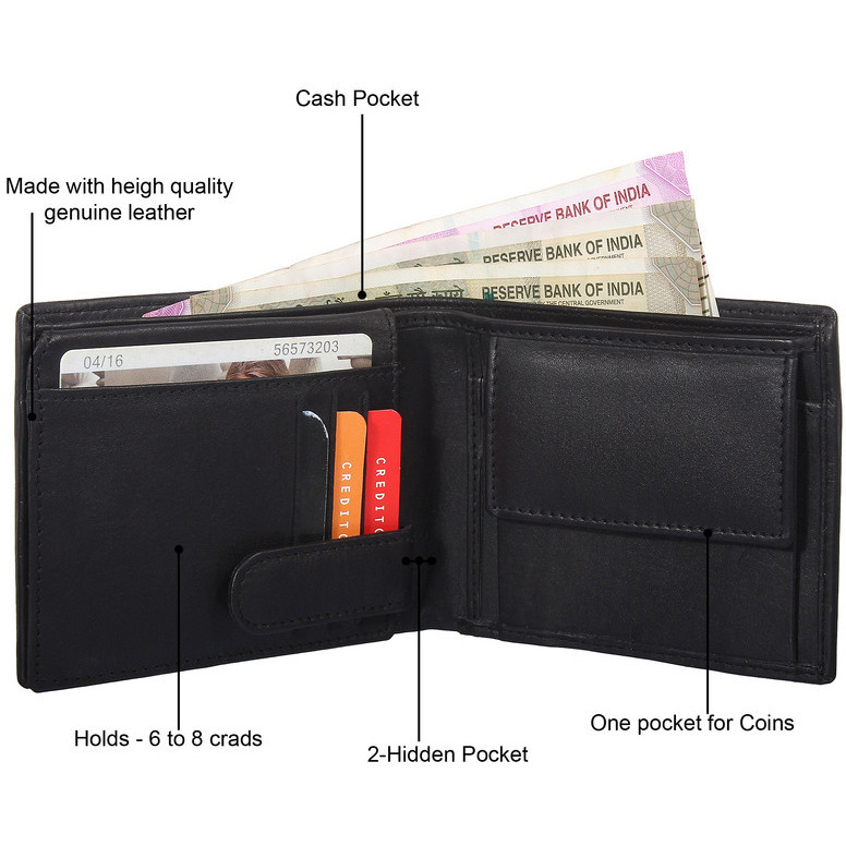 FIONA Mens Leather Bifold Wallet | Wallets For Men RFID Blocking | Genuine Leather | Extra Capacity Mens Black Wallet |