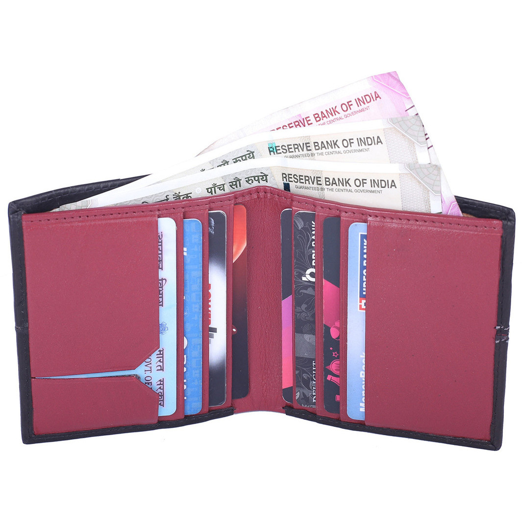 FIONA Mens Leather Bifold Wallet | Wallets For Men RFID Blocking | Genuine Leather | Extra Capacity Mens Black Wallet |