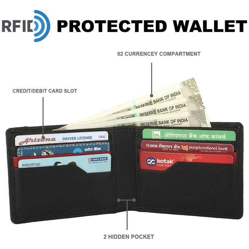 FIONA Mens Leather Bifold Wallet | Wallets For Men RFID Blocking | Genuine Leather | Extra Capacity Mens Black Wallet |